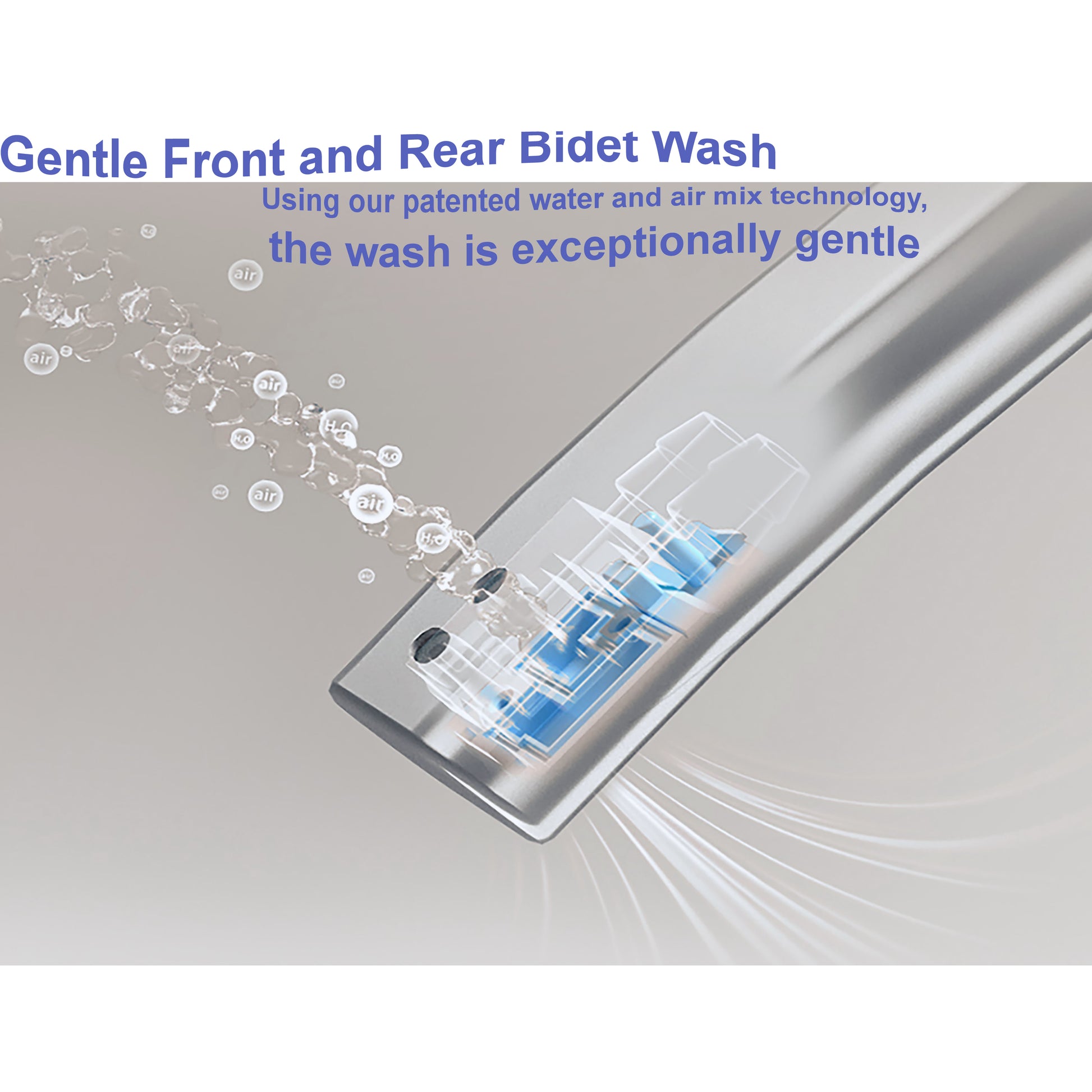 Gentle Front and Rear Bidet Wash technology with water and air mix technology
