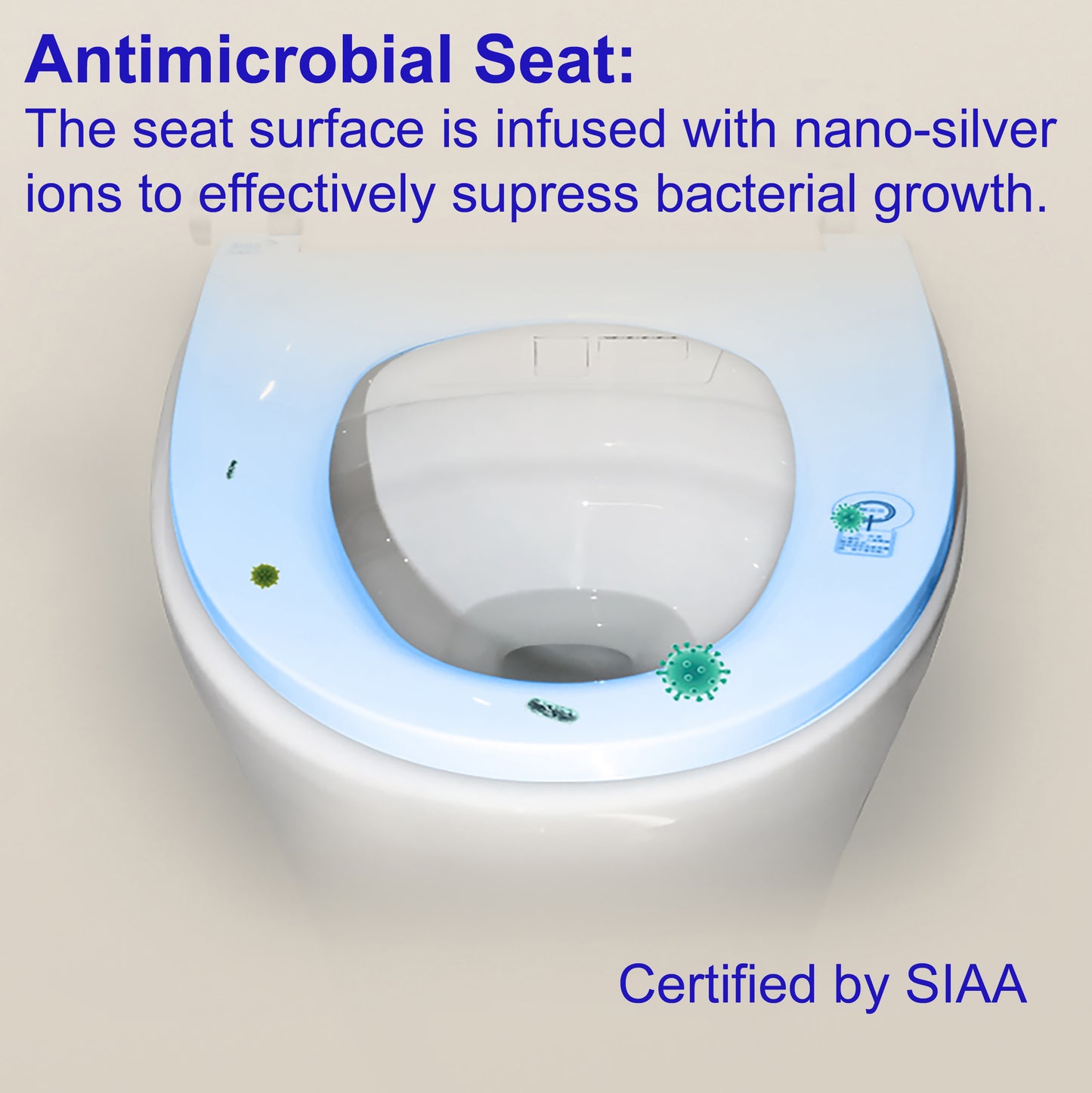 Toilet seat with antimicrobial feature and certification by SIAA